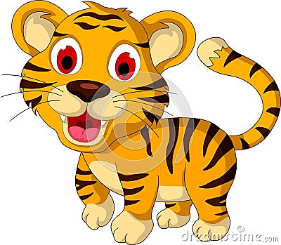 Cute baby tiger walking Stock Photo