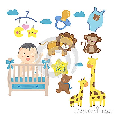 Cute baby or toddler boy vector illustration clipart Vector Illustration