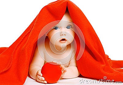 Cute baby and towel Stock Photo