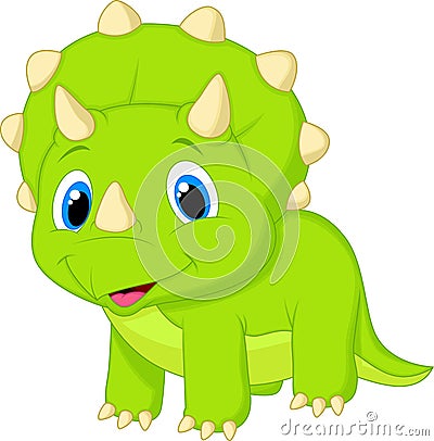 Cute baby triceratops cartoon Vector Illustration