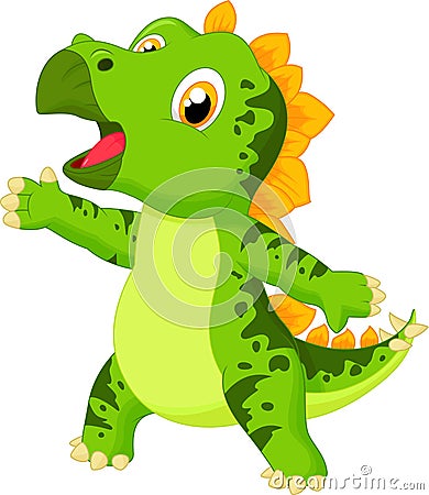 Cute baby triceratops cartoon Vector Illustration