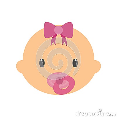 Cute baby vector illustration, simple baby face icon Vector Illustration