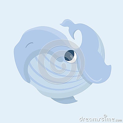 Cute baby whale. Vector Illustration