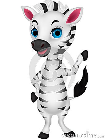 Cute baby zebra cartoon Vector Illustration