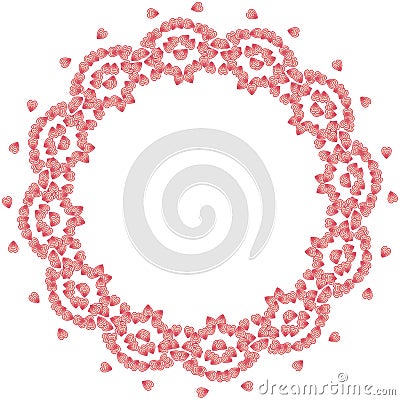 Cute background circle border frame with flower petals Cartoon Illustration