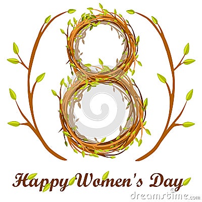 Cute background greeting card, Happy Women`s Day Vector Illustration