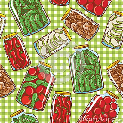 Cute background with homemade pickles Vector Illustration