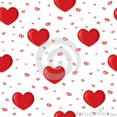 Cute background with love and hearts for Valentine's Day, seamless pattern Vector Illustration