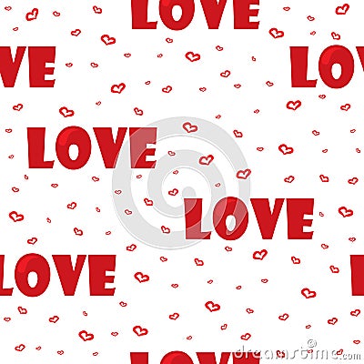 Cute background with love and hearts for Valentine's Day, seamless pattern Vector Illustration