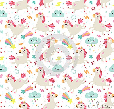 Seamless pattern. Unicorns. Cute background Vector Illustration