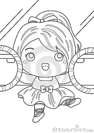 Cute Ballerina Ballet Sport Coloring Pages for Kids and Adult Stock Photo