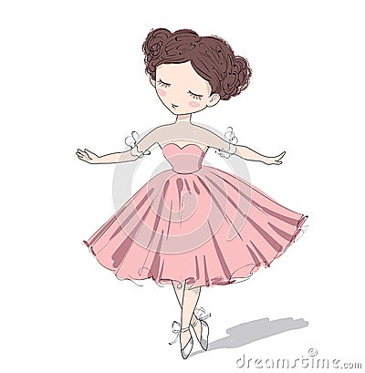 Cute ballerina girl. Vector illustration. Vector Illustration