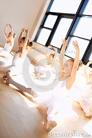 Cute Ballet Girls in a Training Inside the Studio Stock Photo