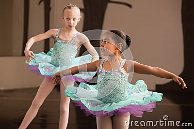 Cute Ballet Students Twirling Stock Photo