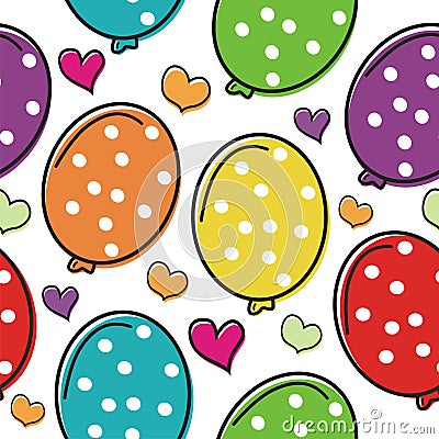 Cute balloon cartoon with love Seamless pattern design Stock Photo