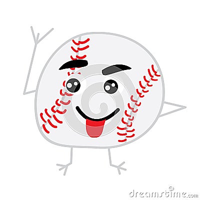 Cute Baseball Ball Cartoon Character. Stock Photo