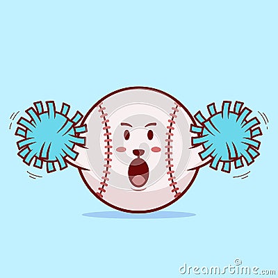 Cute baseball ball cheer leaders cartoon character illustration Vector Illustration