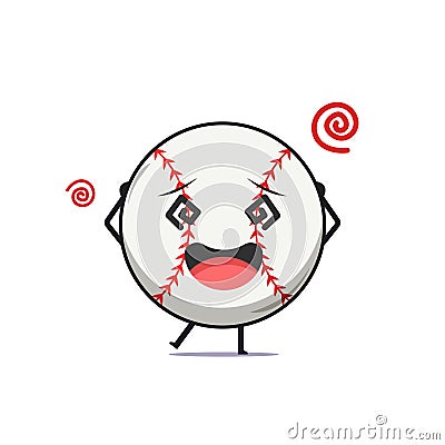 Cute baseball character feel dizzy isolated on white background. Baseball sport character emoticon illustration Vector Illustration
