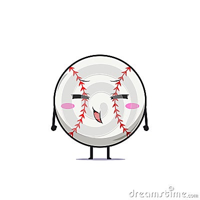 Cute baseball character get bored isolated on white background. Baseball sport character emoticon illustration Vector Illustration