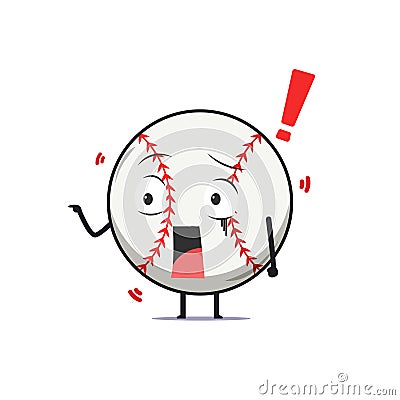 Cute baseball character got shocked isolated on white background. Baseball sport character emoticon illustration Vector Illustration