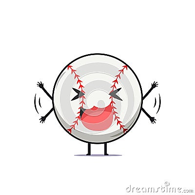 Cute baseball character laughing isolated on white background. Baseball sport character emoticon illustration Vector Illustration