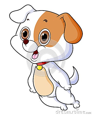 The cute basset hound is looking at something amazing Vector Illustration