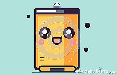 cute Battery logo vector illustration flat design,Cute smiling happy Battery logo,cute power bank illustration, Vector Illustration