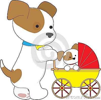 Cute bay Baby Carriage Vector Illustration