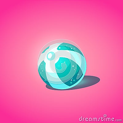 Cute beach rubber ball in cartoon style. Symbol of summer vocations Vector Illustration