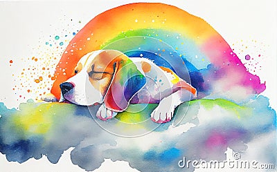 Cute Beagle puppy pet dog sleeping Stock Photo