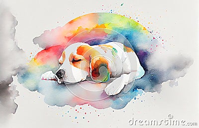 Cute Beagle puppy pet dog sleeping Stock Photo