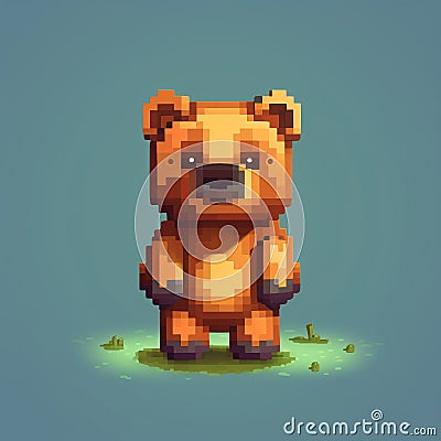 Cute Bear Pixel Illustration In Minecraft Style - 4k Art By Jonny B Stock Photo