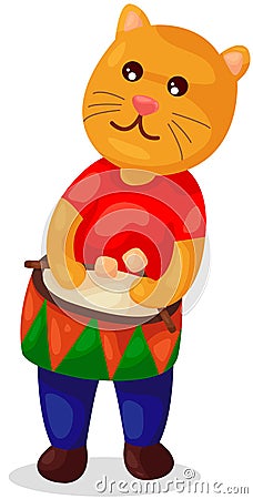 Cute bear playing drum Vector Illustration