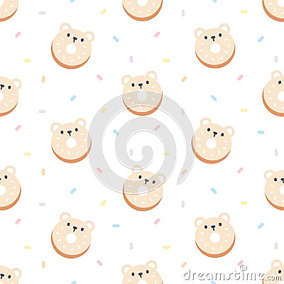 Cute bear ring donut seamless pattern background Stock Photo
