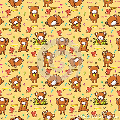 Cute bear seamless pattern Vector Illustration