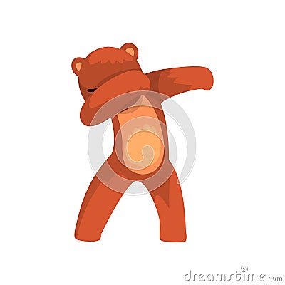 Cute bear standing in dub dancing pose, cartoon wild animal doing dubbing vector Illustration on a white background Vector Illustration