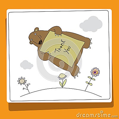Cute bear thank you card Vector Illustration
