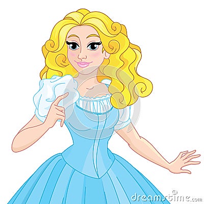 Cute Beautiful Alice with blond hair Vector Illustration