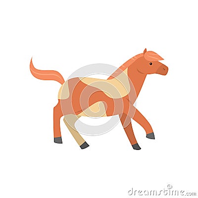 Cute beautiful cartoon horse. Graceful horse of an unusual coloring. Vector Illustration
