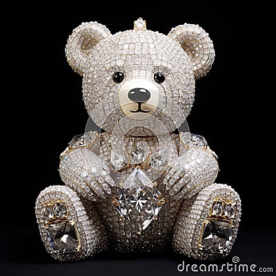 Beautiful diamond encrusted teddybear Generative AI Stock Photo