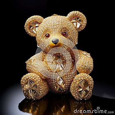 Beautiful diamond encrusted teddybear Generative AI Stock Photo