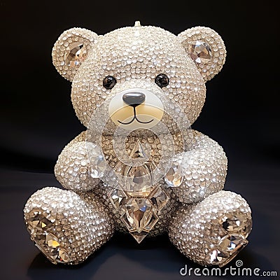 Beautiful diamond encrusted teddybear Generative AI Stock Photo