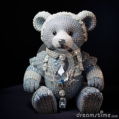 Beautiful diamond encrusted teddybear Generative AI Stock Photo