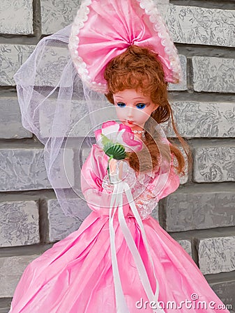 CUTE BEAUTIFUL DOLL PRINCESS PINK GIRL TOY Stock Photo