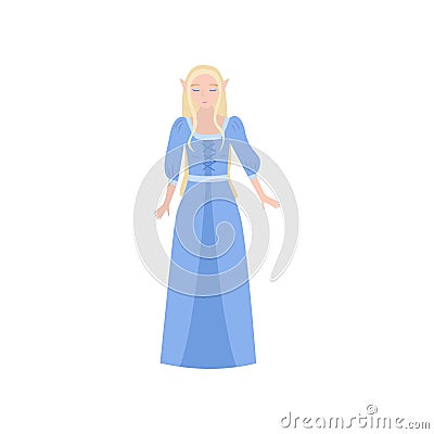 Cute beautiful fairy tale blonde elf princess Vector Illustration