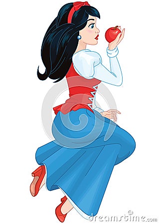 Cute Beautiful Princess Snow White Vector Illustration