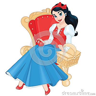 Cute beautiful Princess Snow White Vector Illustration