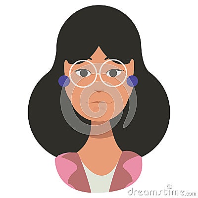 Stylish teacher with long dark Vector Illustration