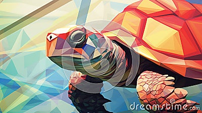 cute beautiful turtle artwork, simple modern style, ai generated image Stock Photo