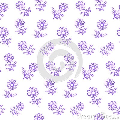 Cute Beauty Purple Flower Vector Seamless Pattern Design Vector Illustration